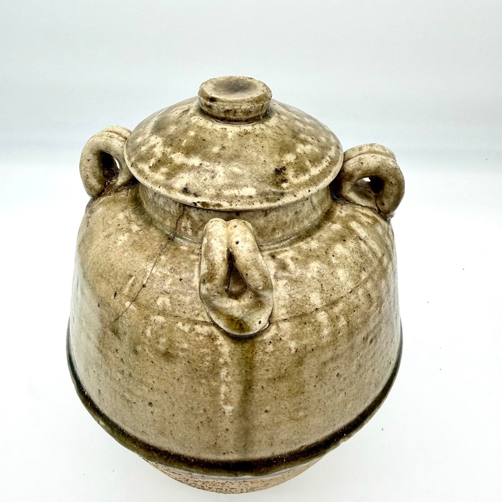 Antique Sui Tang Dynasty Celadon 4 Lug Jar Ancient Grave Pottery